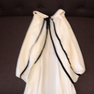 White Cold Shoulder blouse with black trim